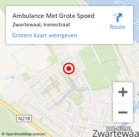 Locatie op kaart van de 112 melding: Ambulance Met Grote Spoed Naar Zwartewaal, Irenestraat op 3 oktober 2024 18:33