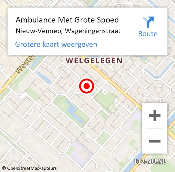 Locatie op kaart van de 112 melding: Ambulance Met Grote Spoed Naar Nieuw-Vennep, Wageningenstraat op 3 oktober 2024 18:35