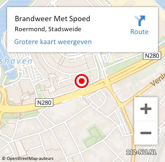 Locatie op kaart van de 112 melding: Brandweer Met Spoed Naar Roermond, Stadsweide op 3 oktober 2024 18:43