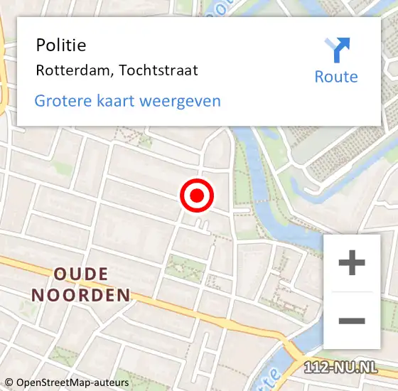 Locatie op kaart van de 112 melding: Politie Rotterdam, Tochtstraat op 3 oktober 2024 18:48