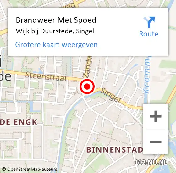 Locatie op kaart van de 112 melding: Brandweer Met Spoed Naar Wijk bij Duurstede, Singel op 3 oktober 2024 18:48