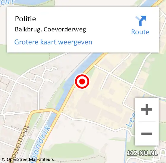 Locatie op kaart van de 112 melding: Politie Balkbrug, Coevorderweg op 3 oktober 2024 18:53