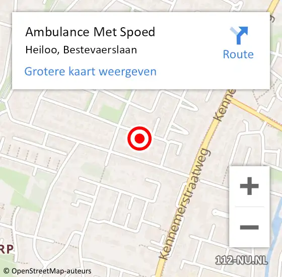 Locatie op kaart van de 112 melding: Ambulance Met Spoed Naar Heiloo, Bestevaerslaan op 3 oktober 2024 18:54