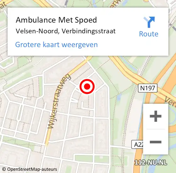 Locatie op kaart van de 112 melding: Ambulance Met Spoed Naar Velsen-Noord, Verbindingsstraat op 3 oktober 2024 19:01