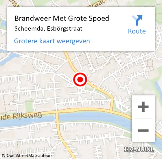 Locatie op kaart van de 112 melding: Brandweer Met Grote Spoed Naar Scheemda, Esbörgstraat op 3 oktober 2024 19:15