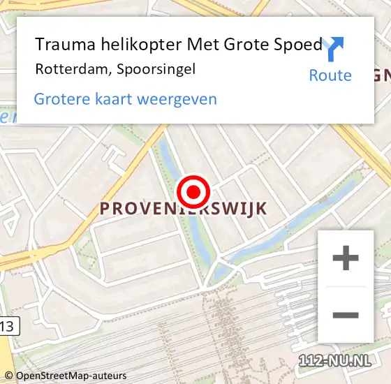 Locatie op kaart van de 112 melding: Trauma helikopter Met Grote Spoed Naar Rotterdam, Spoorsingel op 3 oktober 2024 19:22