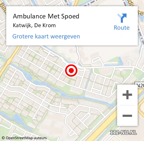 Locatie op kaart van de 112 melding: Ambulance Met Spoed Naar Katwijk, De Krom op 3 oktober 2024 19:24