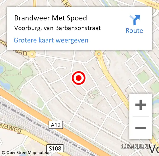 Locatie op kaart van de 112 melding: Brandweer Met Spoed Naar Voorburg, van Barbansonstraat op 3 oktober 2024 19:27