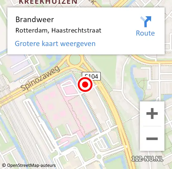 Locatie op kaart van de 112 melding: Brandweer Rotterdam, Haastrechtstraat op 3 oktober 2024 19:28