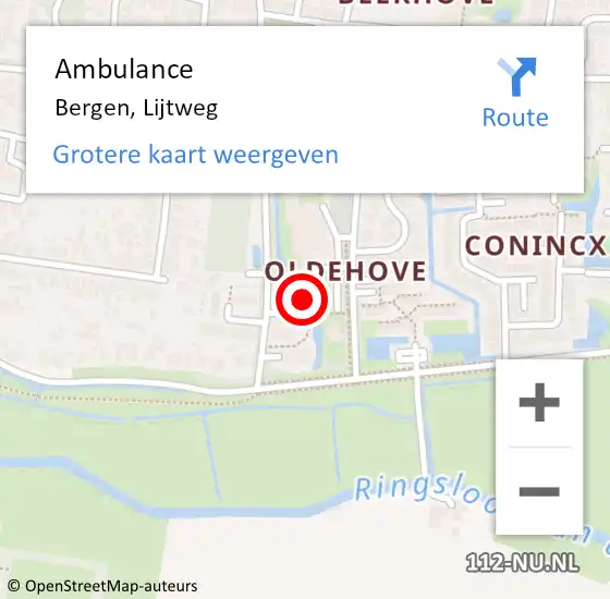 Locatie op kaart van de 112 melding: Ambulance Bergen, Lijtweg op 3 oktober 2024 19:39