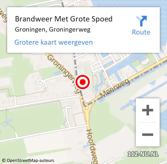 Locatie op kaart van de 112 melding: Brandweer Met Grote Spoed Naar Groningen, Groningerweg op 3 oktober 2024 19:50