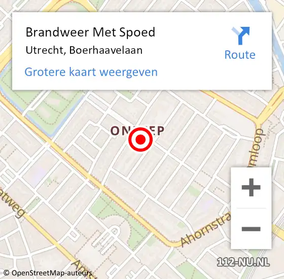 Locatie op kaart van de 112 melding: Brandweer Met Spoed Naar Utrecht, Boerhaavelaan op 3 oktober 2024 20:03