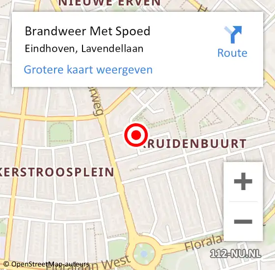 Locatie op kaart van de 112 melding: Brandweer Met Spoed Naar Eindhoven, Lavendellaan op 3 oktober 2024 20:12