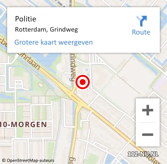 Locatie op kaart van de 112 melding: Politie Rotterdam, Grindweg op 3 oktober 2024 20:30