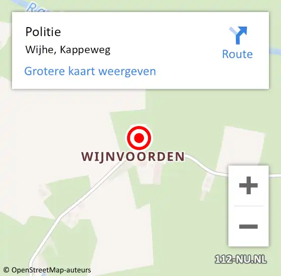 Locatie op kaart van de 112 melding: Politie Wijhe, Kappeweg op 3 oktober 2024 20:40