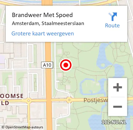 Locatie op kaart van de 112 melding: Brandweer Met Spoed Naar Amsterdam, Staalmeesterslaan op 3 oktober 2024 21:03