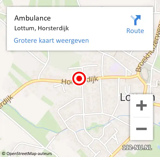 Locatie op kaart van de 112 melding: Ambulance Lottum, Horsterdijk op 18 oktober 2013 12:18