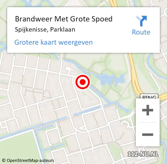 Locatie op kaart van de 112 melding: Brandweer Met Grote Spoed Naar Spijkenisse, Parklaan op 3 oktober 2024 21:24