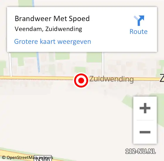 Locatie op kaart van de 112 melding: Brandweer Met Spoed Naar Veendam, Zuidwending op 3 oktober 2024 21:28