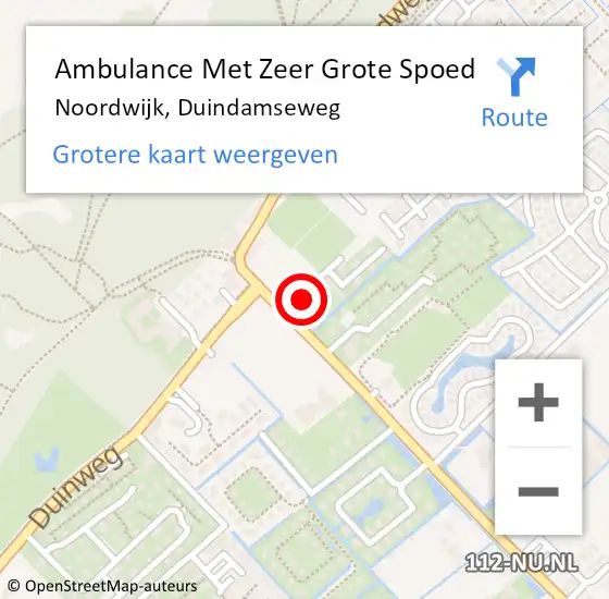 Locatie op kaart van de 112 melding: Ambulance Met Zeer Grote Spoed Naar Noordwijk, Duindamseweg op 3 oktober 2024 21:45