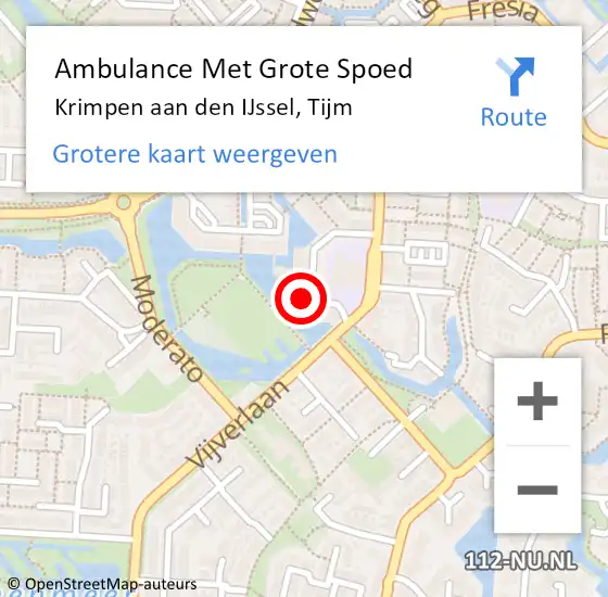 Locatie op kaart van de 112 melding: Ambulance Met Grote Spoed Naar Krimpen aan den IJssel, Tijm op 3 oktober 2024 21:56