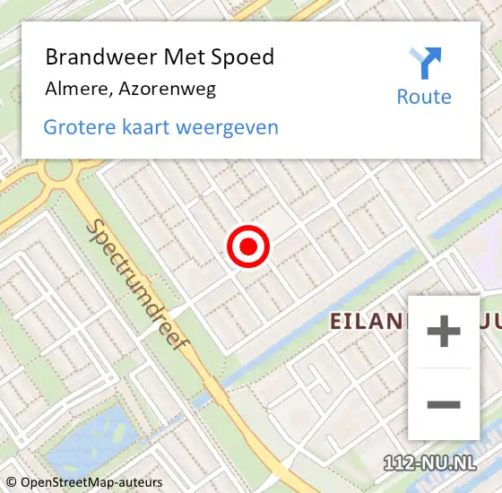 Locatie op kaart van de 112 melding: Brandweer Met Spoed Naar Almere, Azorenweg op 3 oktober 2024 21:58