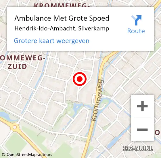 Locatie op kaart van de 112 melding: Ambulance Met Grote Spoed Naar Hendrik-Ido-Ambacht, Silverkamp op 3 oktober 2024 22:23