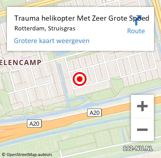 Locatie op kaart van de 112 melding: Trauma helikopter Met Zeer Grote Spoed Naar Rotterdam, Struisgras op 3 oktober 2024 22:34