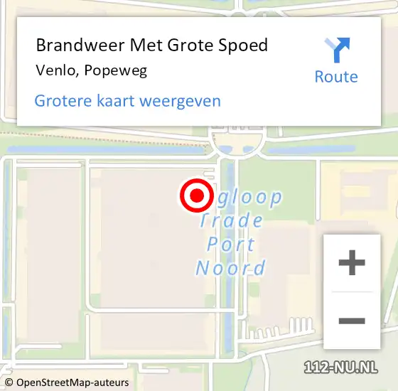 Locatie op kaart van de 112 melding: Brandweer Met Grote Spoed Naar Venlo, Popeweg op 3 oktober 2024 22:47