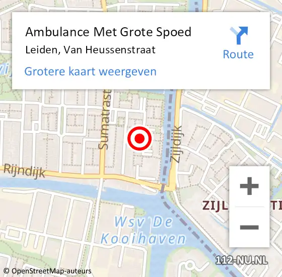 Locatie op kaart van de 112 melding: Ambulance Met Grote Spoed Naar Leiden, Van Heussenstraat op 3 oktober 2024 23:05