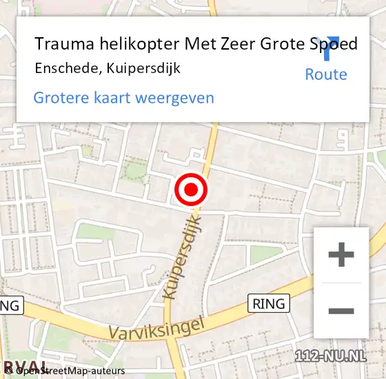 Locatie op kaart van de 112 melding: Trauma helikopter Met Zeer Grote Spoed Naar Enschede, Kuipersdijk op 3 oktober 2024 23:17