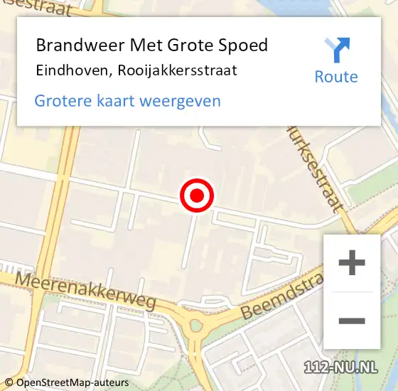 Locatie op kaart van de 112 melding: Brandweer Met Grote Spoed Naar Eindhoven, Rooijakkersstraat op 3 oktober 2024 23:21