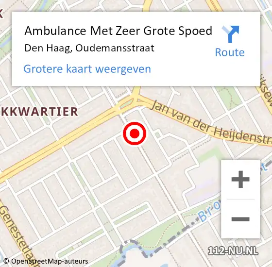 Locatie op kaart van de 112 melding: Ambulance Met Zeer Grote Spoed Naar Den Haag, Oudemansstraat op 3 oktober 2024 23:28