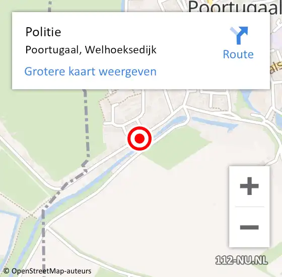 Locatie op kaart van de 112 melding: Politie Poortugaal, Welhoeksedijk op 4 oktober 2024 00:03