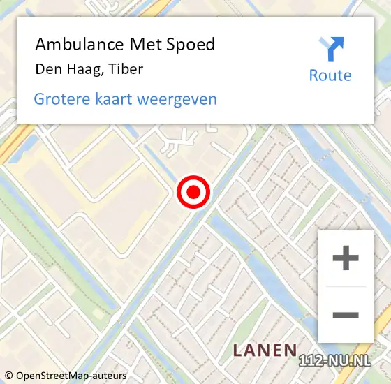 Locatie op kaart van de 112 melding: Ambulance Met Spoed Naar Den Haag, Tiber op 4 oktober 2024 01:41