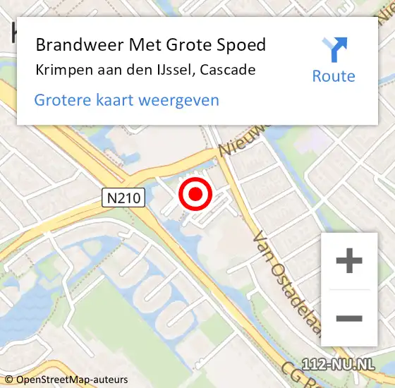 Locatie op kaart van de 112 melding: Brandweer Met Grote Spoed Naar Krimpen aan den IJssel, Cascade op 4 oktober 2024 01:57