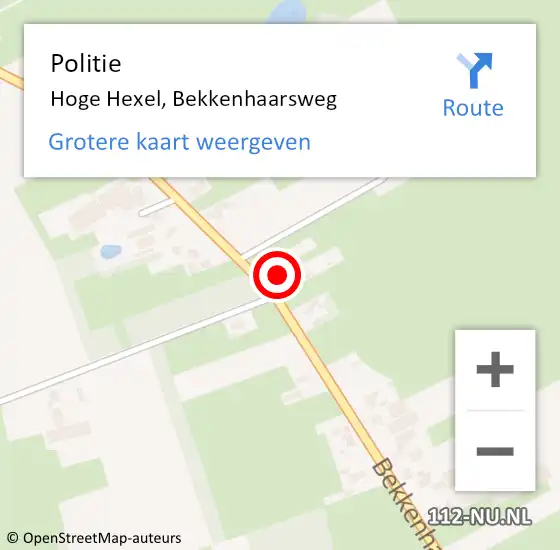 Locatie op kaart van de 112 melding: Politie Hoge Hexel, Bekkenhaarsweg op 4 oktober 2024 02:01