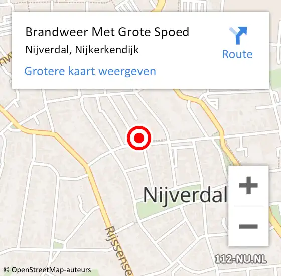 Locatie op kaart van de 112 melding: Brandweer Met Grote Spoed Naar Nijverdal, Nijkerkendijk op 4 oktober 2024 03:48