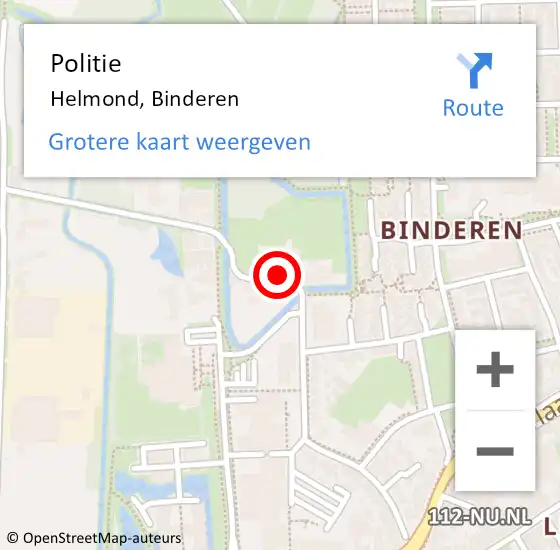 Locatie op kaart van de 112 melding: Politie Helmond, Binderen op 4 oktober 2024 03:52