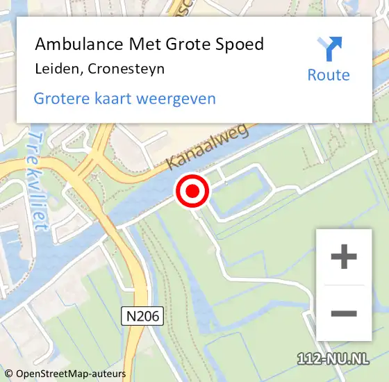 Locatie op kaart van de 112 melding: Ambulance Met Grote Spoed Naar Leiden, Cronesteyn op 4 oktober 2024 04:19