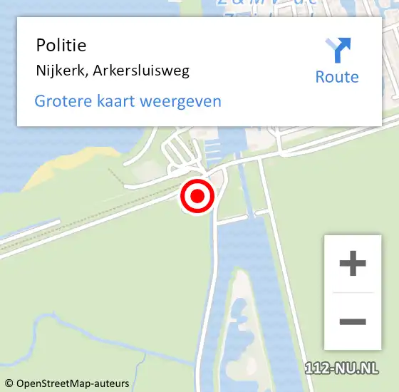 Locatie op kaart van de 112 melding: Politie Nijkerk, Arkersluisweg op 4 oktober 2024 05:27