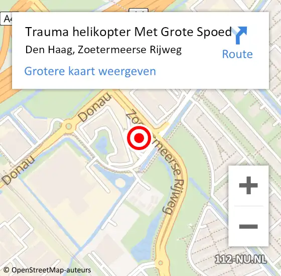 Locatie op kaart van de 112 melding: Trauma helikopter Met Grote Spoed Naar Den Haag, Zoetermeerse Rijweg op 4 oktober 2024 06:20