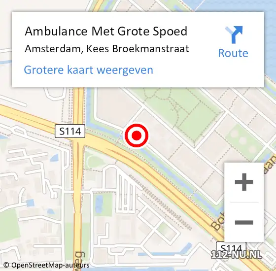 Locatie op kaart van de 112 melding: Ambulance Met Grote Spoed Naar Amsterdam, Kees Broekmanstraat op 4 oktober 2024 06:29