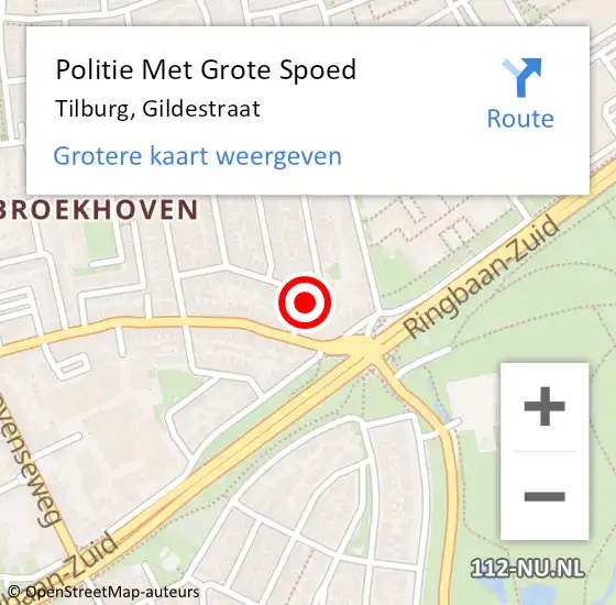 Locatie op kaart van de 112 melding: Politie Met Grote Spoed Naar Tilburg, Gildestraat op 4 oktober 2024 06:43