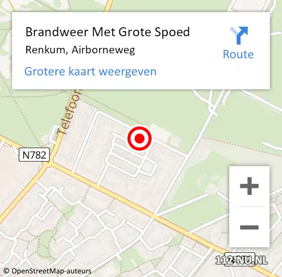 Locatie op kaart van de 112 melding: Brandweer Met Grote Spoed Naar Renkum, Airborneweg op 4 oktober 2024 06:57