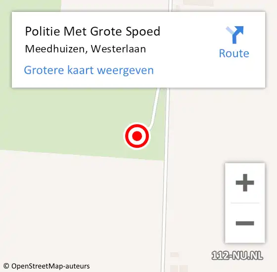 Locatie op kaart van de 112 melding: Politie Met Grote Spoed Naar Meedhuizen, Westerlaan op 4 oktober 2024 07:14