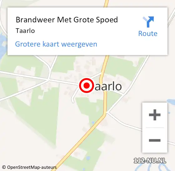 Locatie op kaart van de 112 melding: Brandweer Met Grote Spoed Naar Taarlo op 4 oktober 2024 07:33