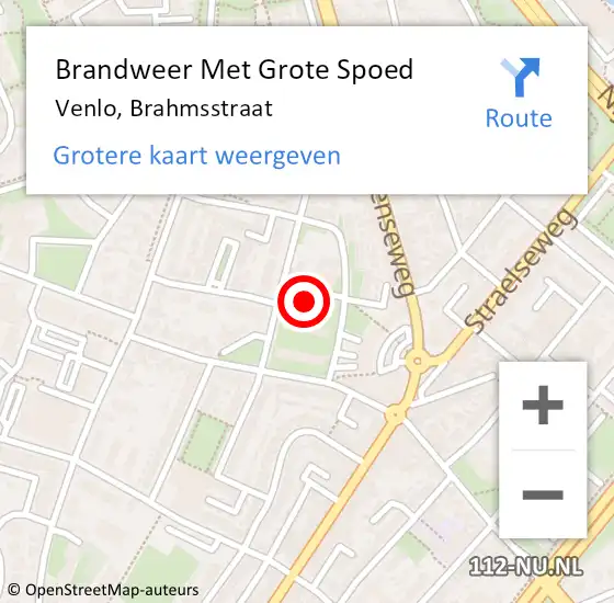 Locatie op kaart van de 112 melding: Brandweer Met Grote Spoed Naar Venlo, Brahmsstraat op 4 oktober 2024 07:41