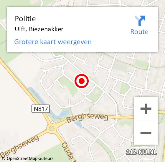 Locatie op kaart van de 112 melding: Politie Ulft, Biezenakker op 4 oktober 2024 08:05