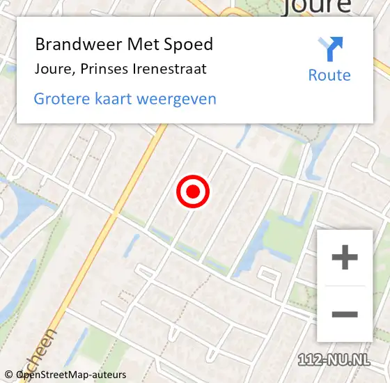 Locatie op kaart van de 112 melding: Brandweer Met Spoed Naar Joure, Prinses Irenestraat op 4 oktober 2024 08:12